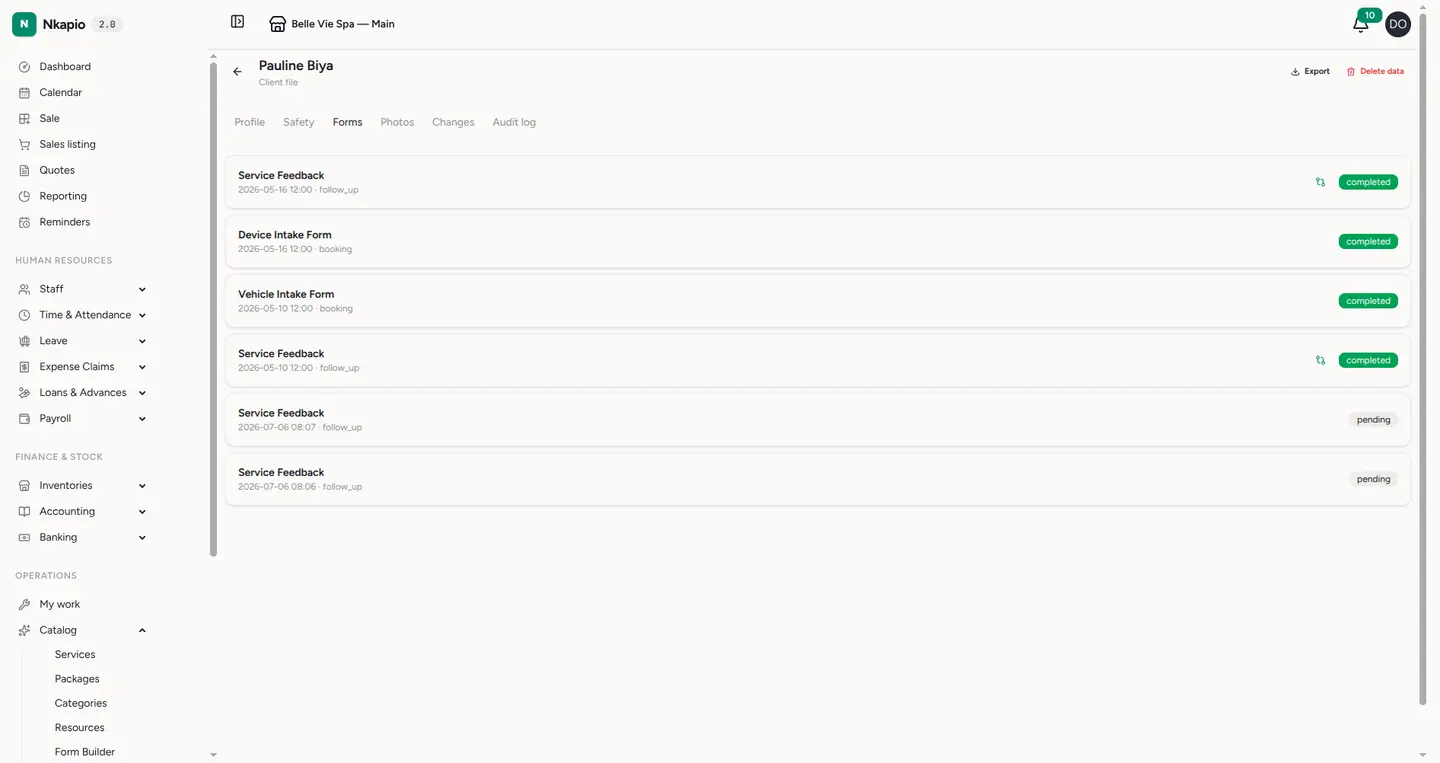 The client file with history