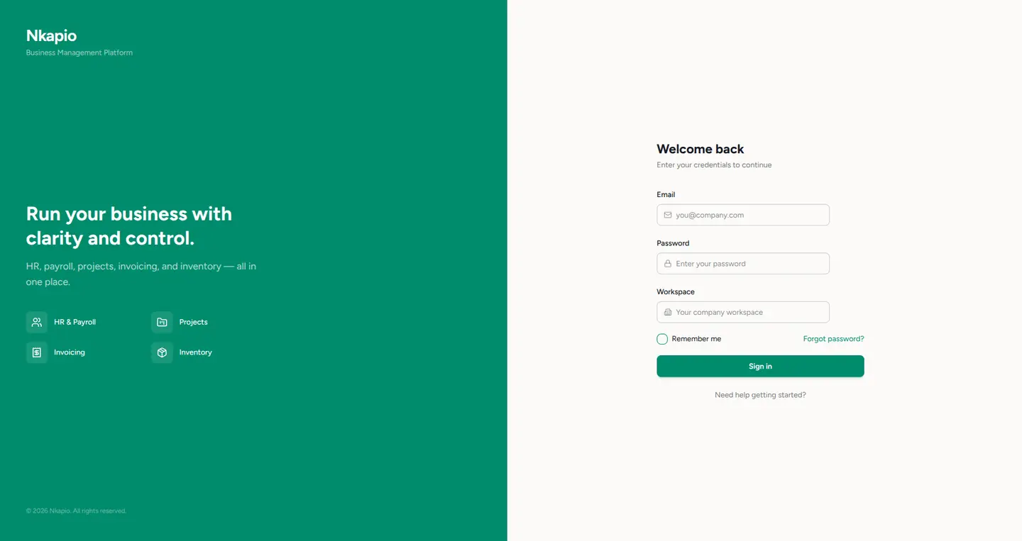 The sign-in screen