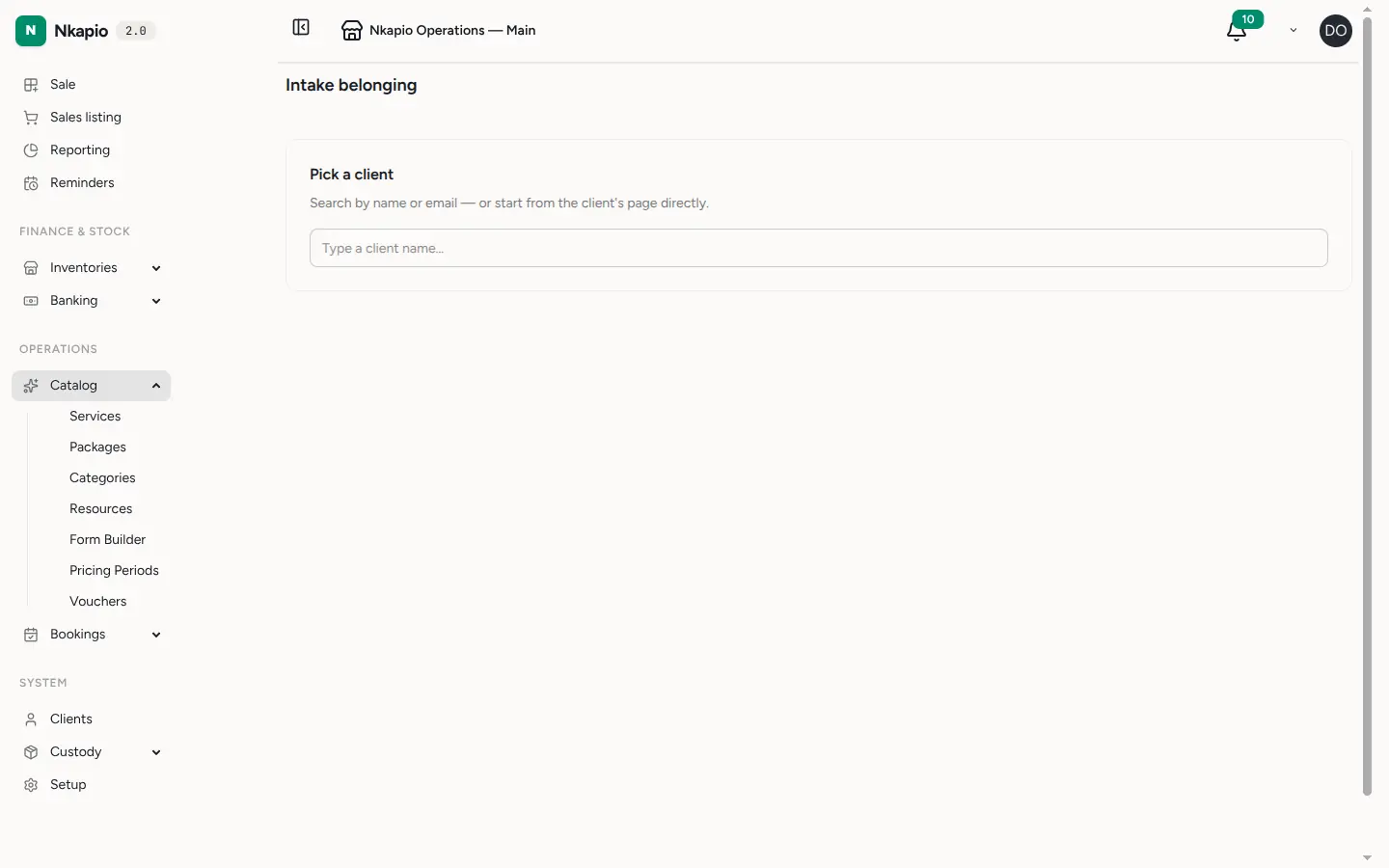 The new handover form recording an item's condition at intake