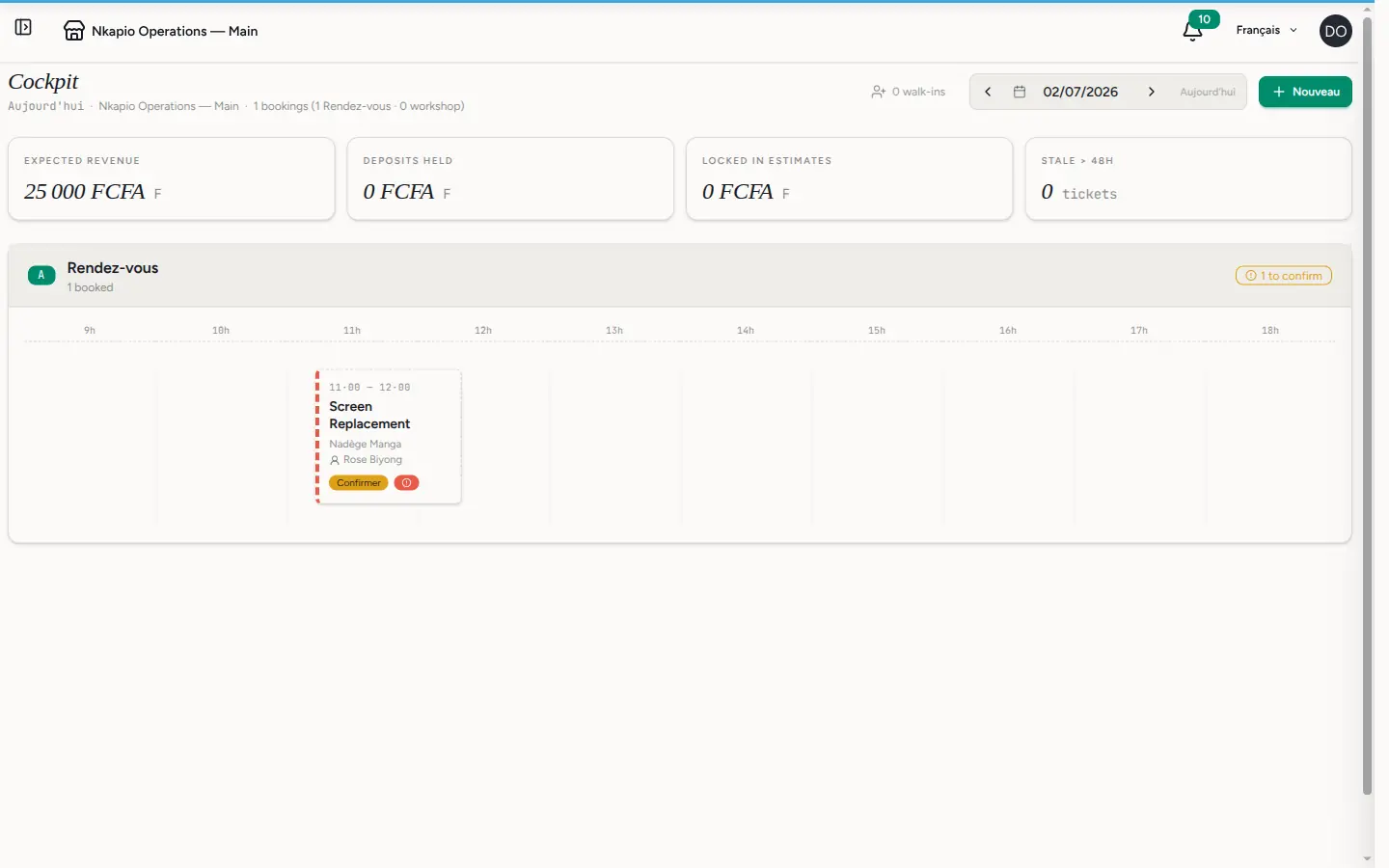 Le widget du tableau de bord listant les prochaines occurrences de rendez-vous récurrents