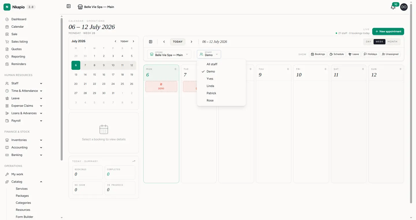 Nkapio calendar on mobile