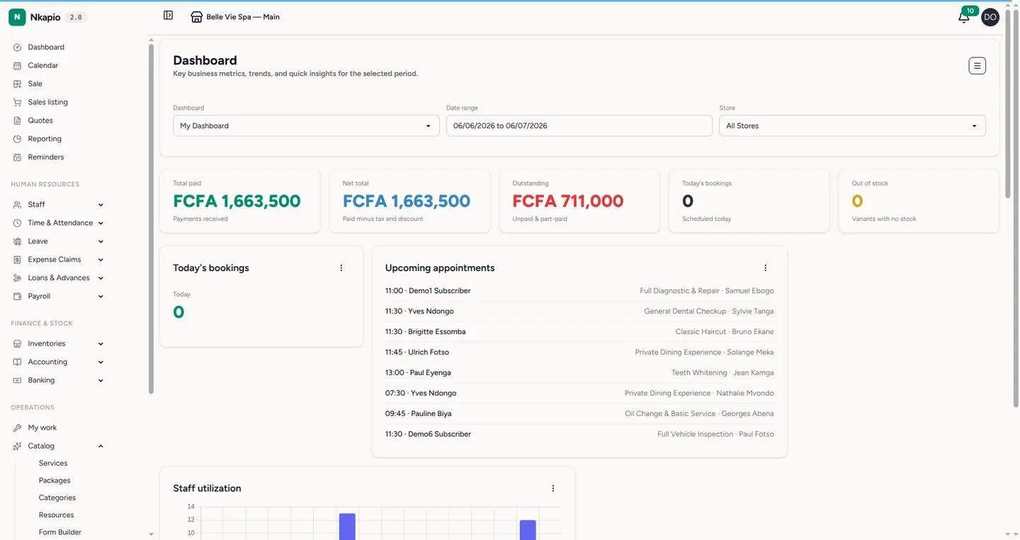 Nkapio dashboard
